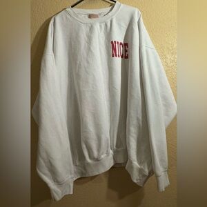 SHOW ME YOUR MUMU Women's Cream Crewneck Sweater with Red Lettering